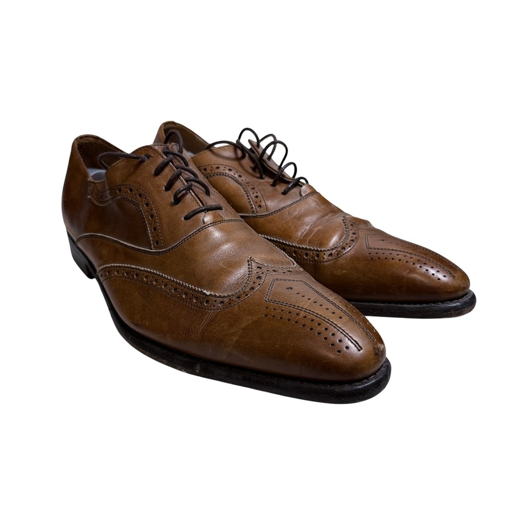 Westbury Wingtip Oxfords Mens 12 Tan Leather Goodyear Welted Brogue Dress Shoes